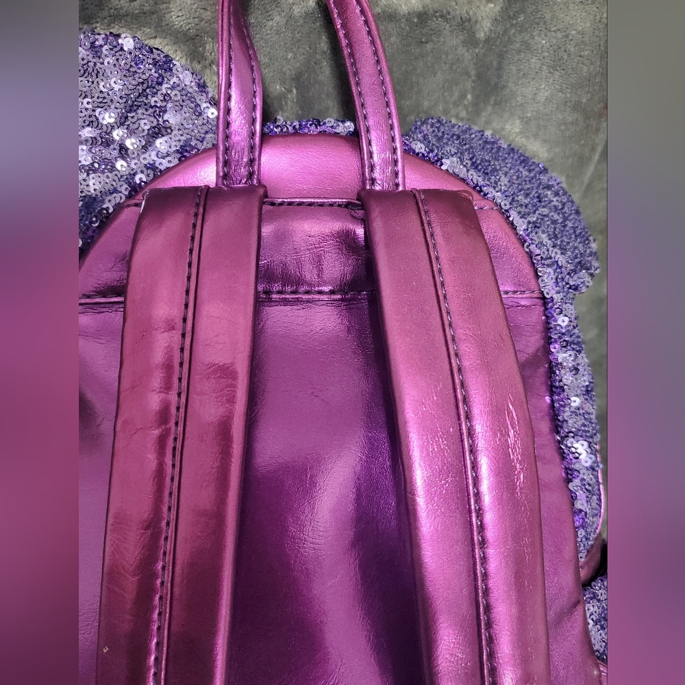 DisneyLoungefly Purple Sequin Backpack - Picture 9 of 13